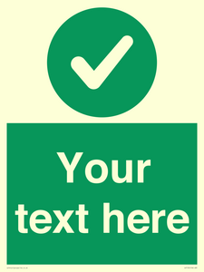 Custom green background, green circle with tick